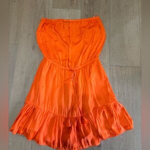 Naked Zebra Bright Orange Strapless Dress